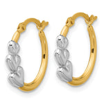 10K and Rhodium and Hearts Hollow Hoop Earrings - Product Photo