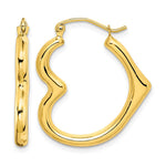 10K Yellow Gold Hollow Heart Shape Hoop Earrings - Product Photo