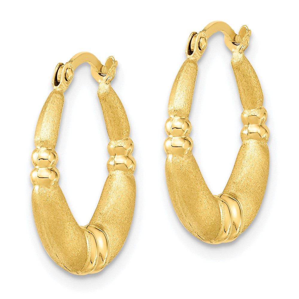 10k Polished and Satin Hoop Earrings - Product Photo
