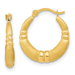 10k Polished and Satin Hoop Earrings - Product Photo