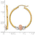 10K Tri-color Guadalupe Hoop Earrings - Product Photo