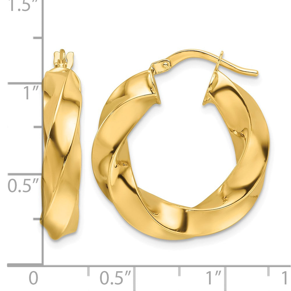 10ky Polished 5.25mm Hollow Twisted Round Hoop Earrings - Product Photo