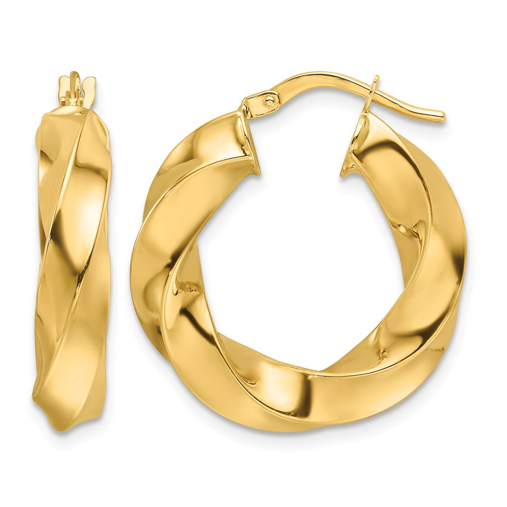 10ky Polished 5.25mm Hollow Twisted Round Hoop Earrings - Product Photo