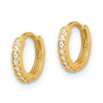 10K Yellow Gold Polished 1.5mm CZ Hinged Hoop Earrings - Product Photo