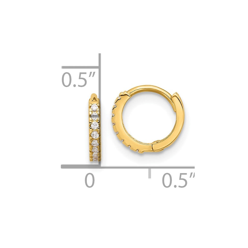 10K Yellow Gold Polished 1.5mm CZ Hinged Hoop Earrings - Product Photo