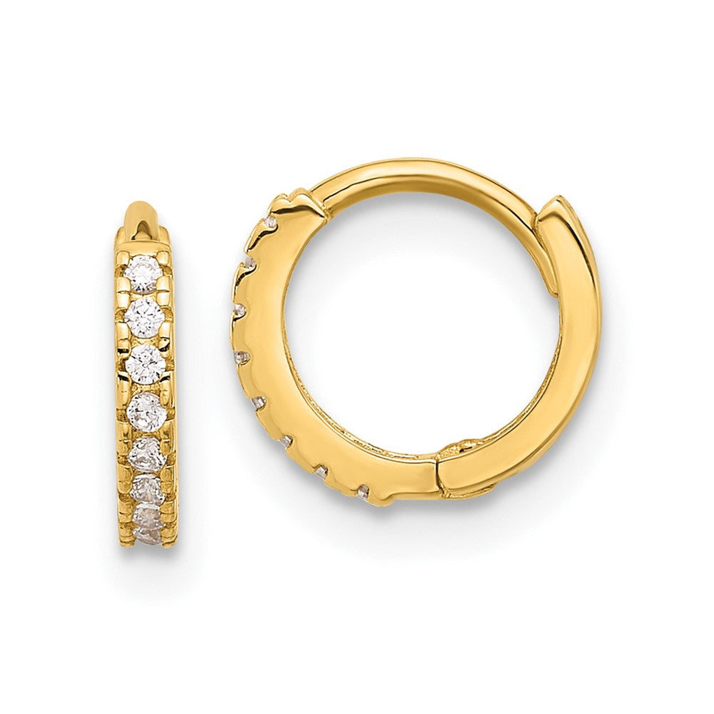 10K Yellow Gold Polished 1.5mm CZ Hinged Hoop Earrings - Product Photo