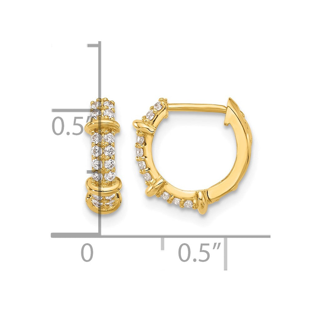 10K Polished CZ Hinged Hoop Earrings - Product Photo