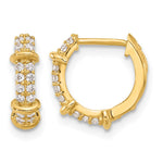 10K Polished CZ Hinged Hoop Earrings - Product Photo