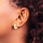 10K Yellow Gold Polished Hinged Huggie Hoop Earrings - Product Photo
