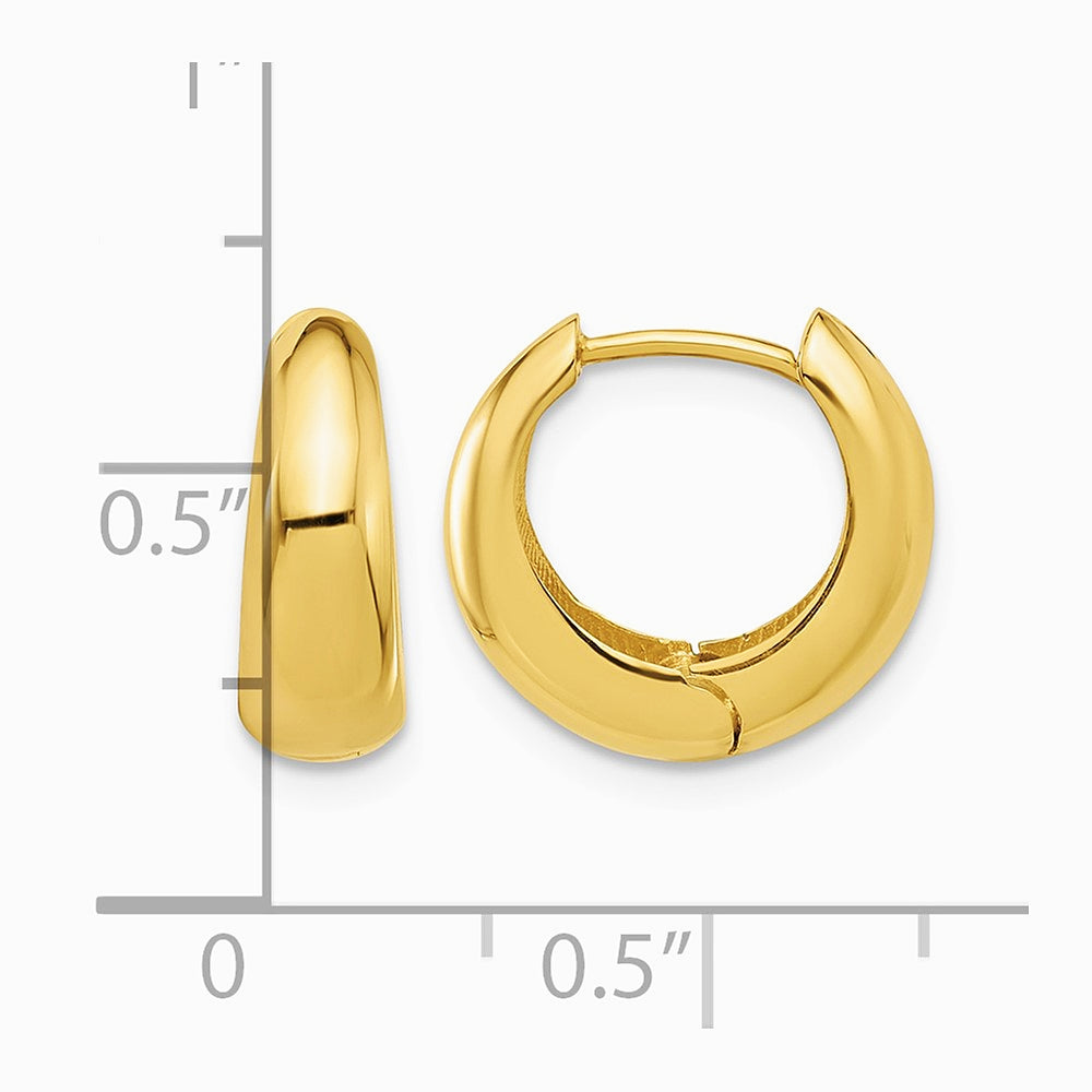 10K Yellow Gold Polished Hinged Huggie Hoop Earrings - Product Photo