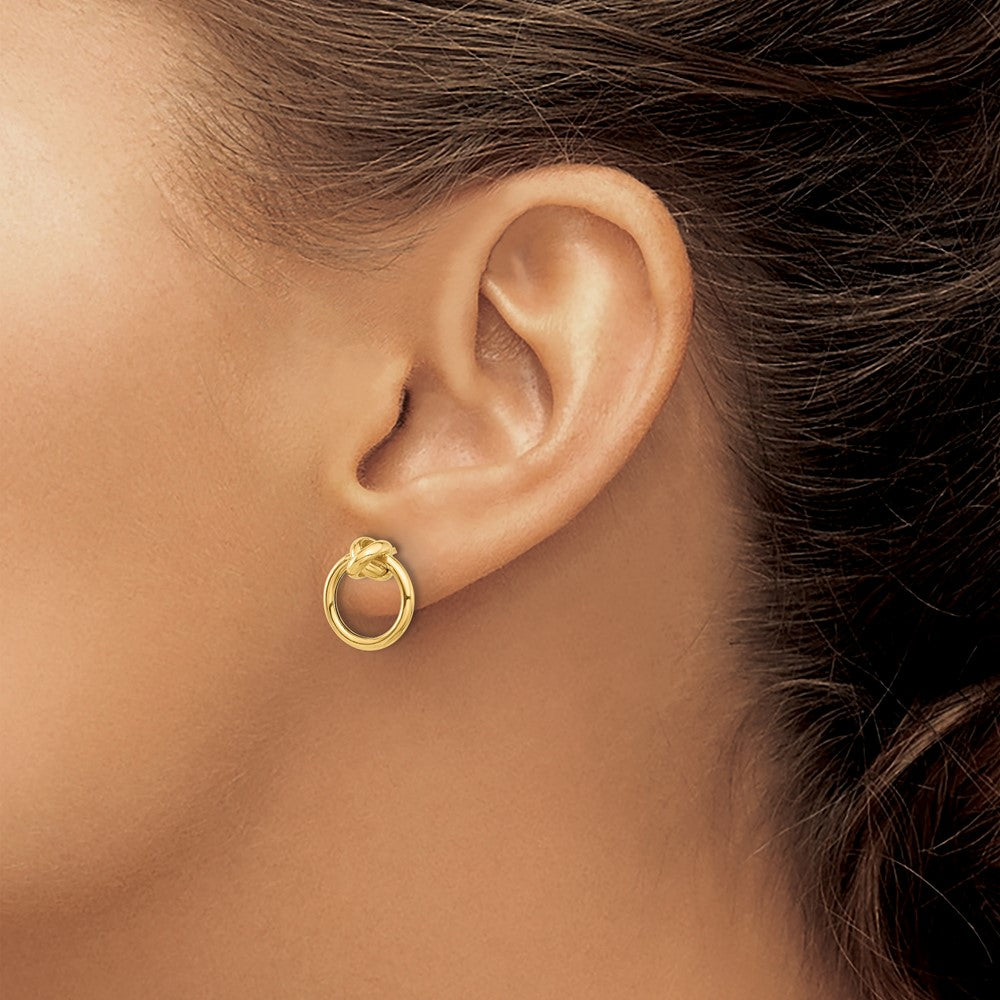 10K Polished Circle Post Earrings - Product Photo