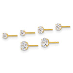 10k Polished 2.5mm 3mm 4mm CZ Round Set of 3 Post Earrings - Product Photo