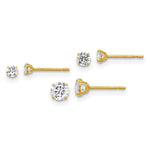 10k Polished 2.5mm 3mm 4mm CZ Round Set of 3 Post Earrings - Product Photo