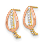 10k w/Rose-plating Polished CZ Fancy Post Earrings - Product Photo