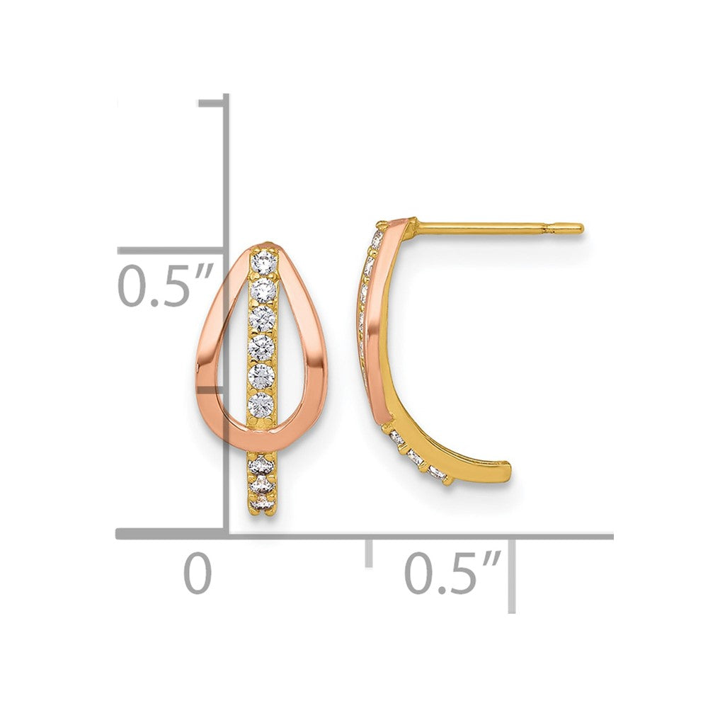 10k w/Rose-plating Polished CZ Fancy Post Earrings - Product Photo