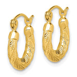 10K Yellow Gold Fancy Small Hoop Earrings - Product Photo