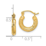 10K Yellow Gold Fancy Small Hoop Earrings - Product Photo