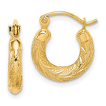 10K Yellow Gold Fancy Small Hoop Earrings - Product Photo
