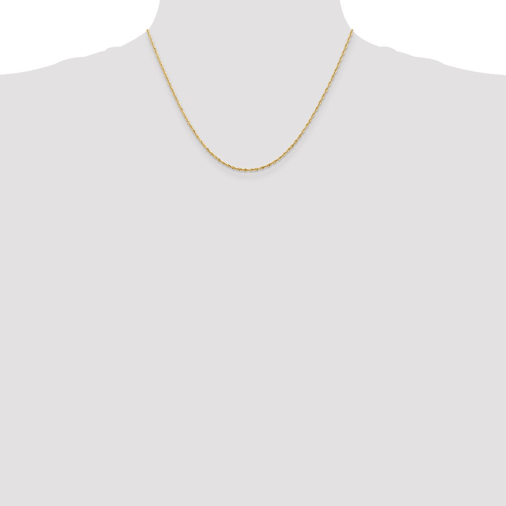 10K Yellow Gold 1.5mm Extra-Light Diamond-Cut Rope Chain Necklace 16"-30" - Product Photo