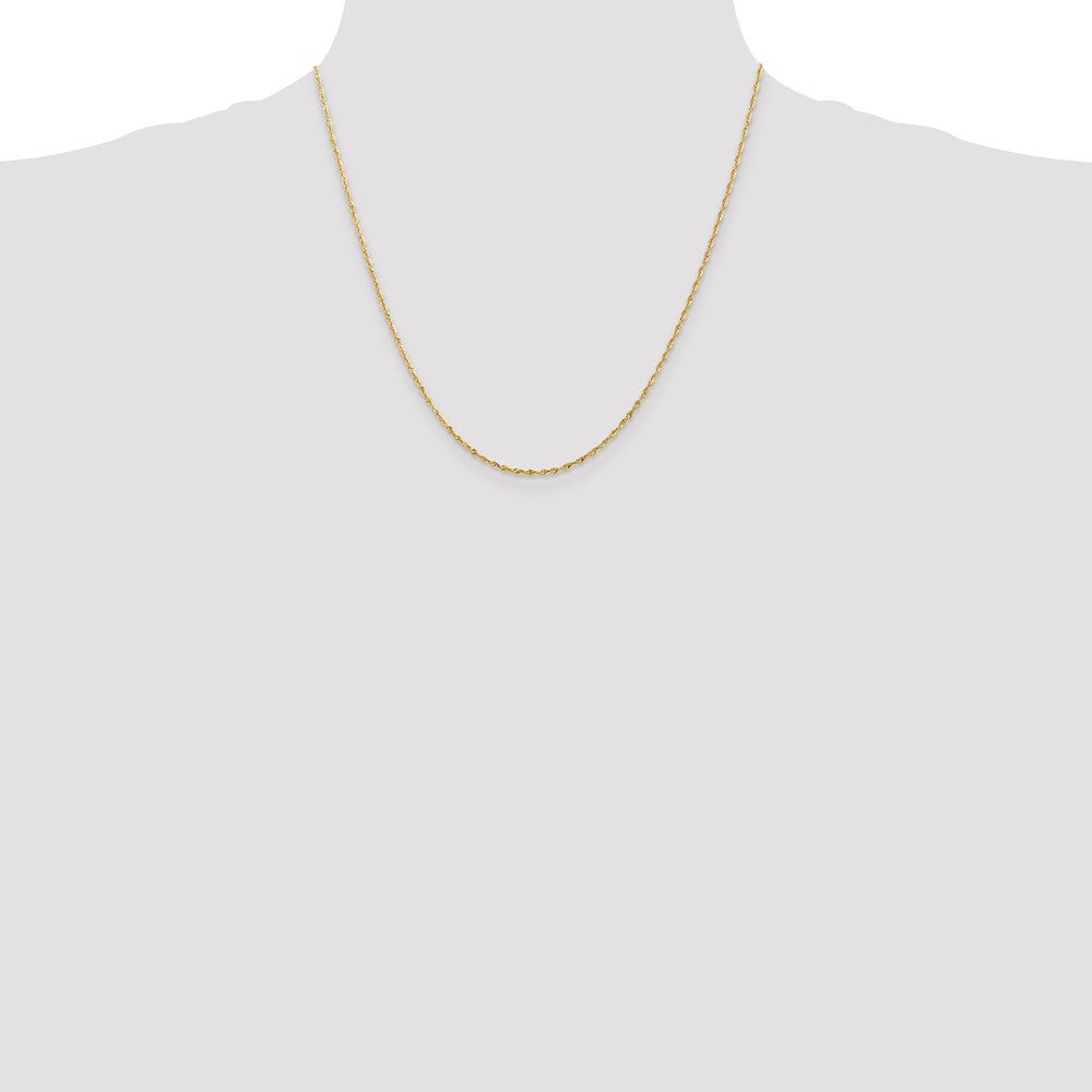 10K Yellow Gold 1.5mm Extra-Light Diamond-Cut Rope Chain Necklace 16"-30" - Product Photo