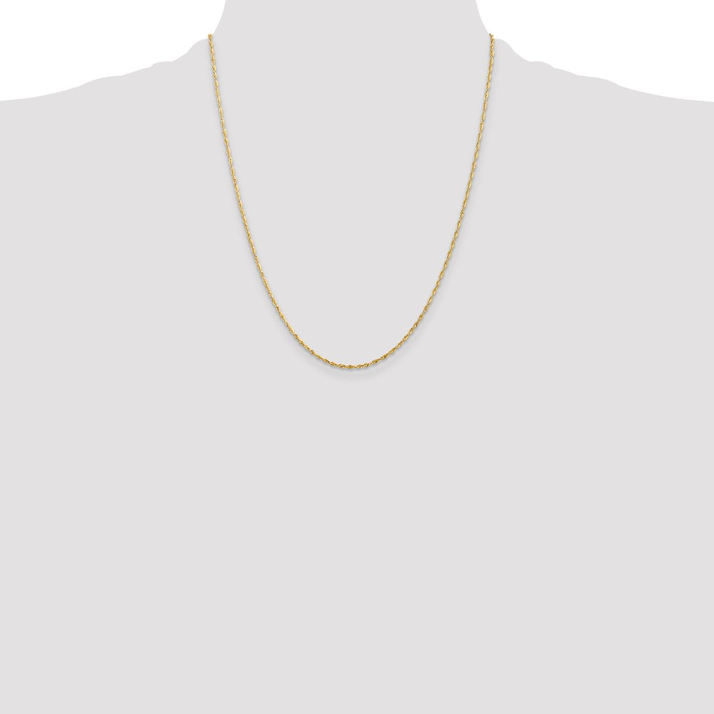 10K Yellow Gold 1.5mm Extra-Light Diamond-Cut Rope Chain Necklace 16"-30" - Product Photo