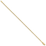 10K Yellow Gold 1.5mm Extra-Light Diamond-Cut Rope Chain Anklet Bracelet 6"-10" - Product Photo