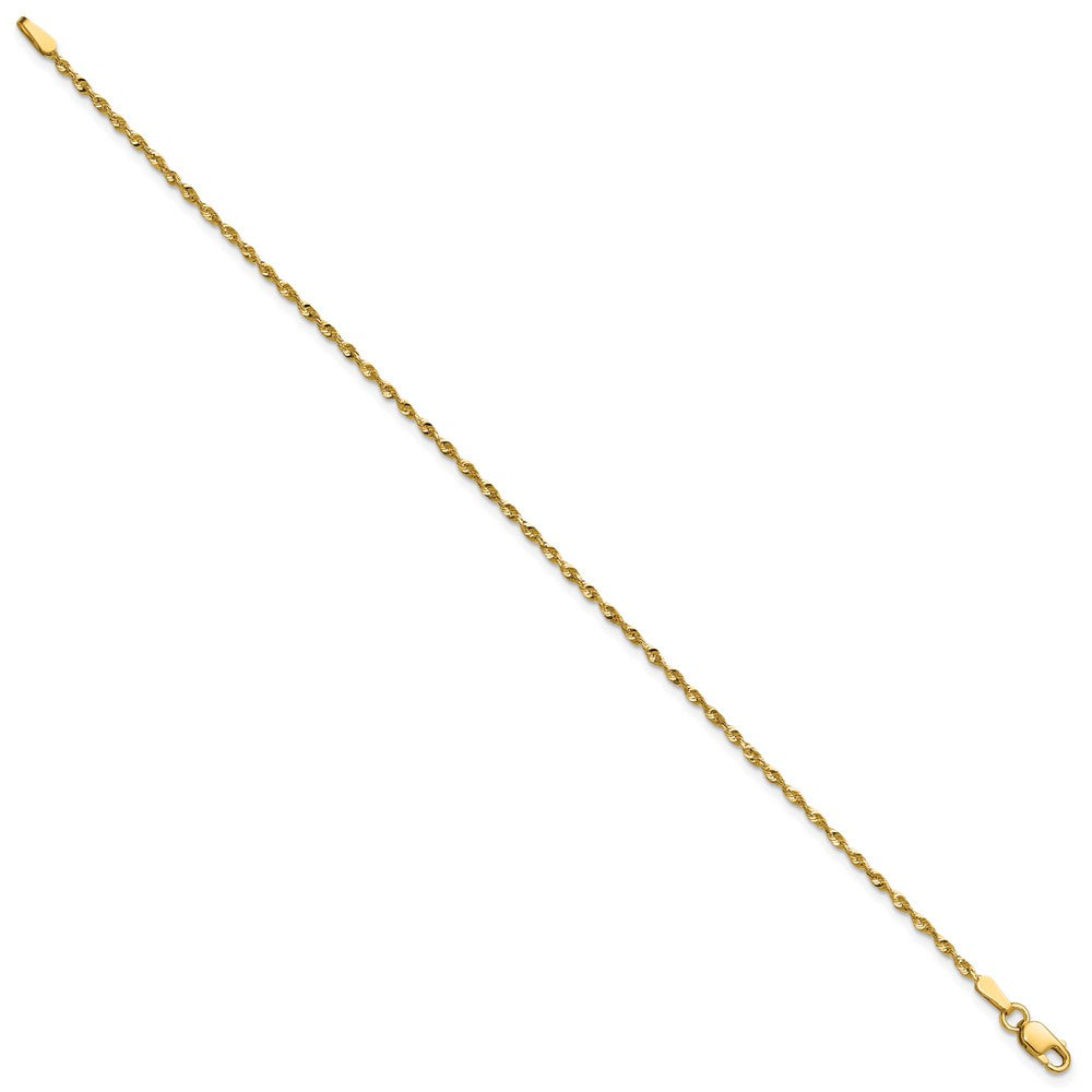 10K Yellow Gold 1.5mm Extra-Light Diamond-Cut Rope Chain Anklet Bracelet 6"-10" - Product Photo