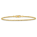 10K Yellow Gold 1.5mm Extra-Light Diamond-Cut Rope Chain Anklet Bracelet 6"-10" - Product Photo