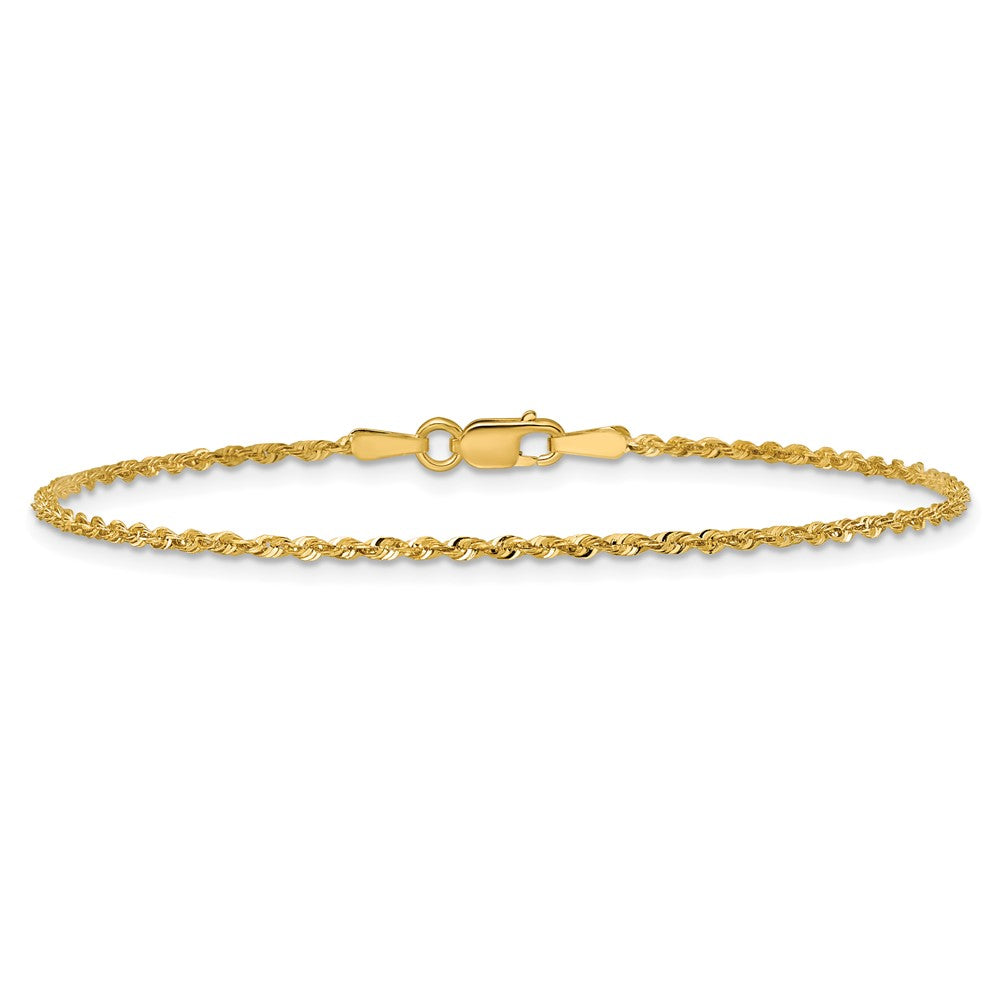 10K Yellow Gold 1.5mm Extra-Light Diamond-Cut Rope Chain Anklet Bracelet 6"-10" - Product Photo