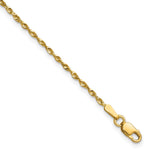 10K Yellow Gold 1.5mm Extra-Light Diamond-Cut Rope Chain Anklet Bracelet 6"-10" - Product Photo