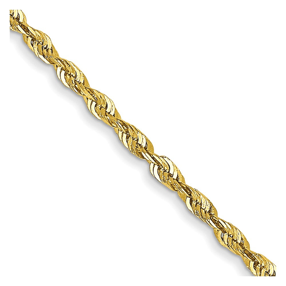 10K Yellow Gold 1.5mm Extra-Light Diamond-Cut Rope Chain Necklace 16"-30"