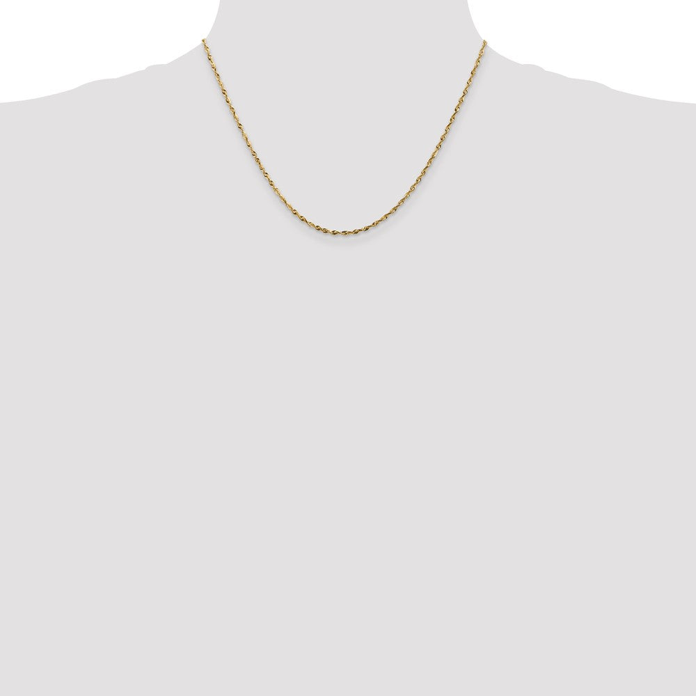 10K Yellow Gold 1.8mm Extra-Light Diamond-Cut Rope Chain Necklace 18"-30" - Product Photo