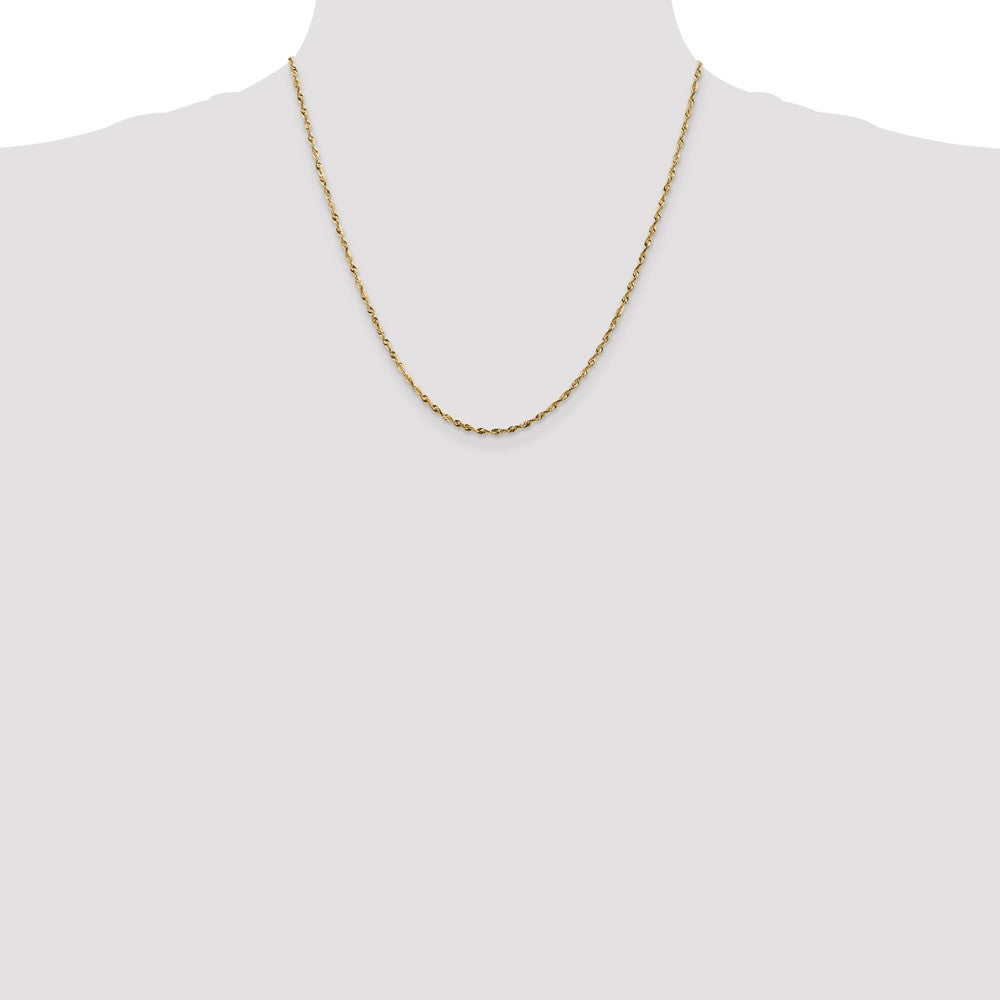 10K Yellow Gold 1.8mm Extra-Light Diamond-Cut Rope Chain Necklace 18"-30" - Product Photo