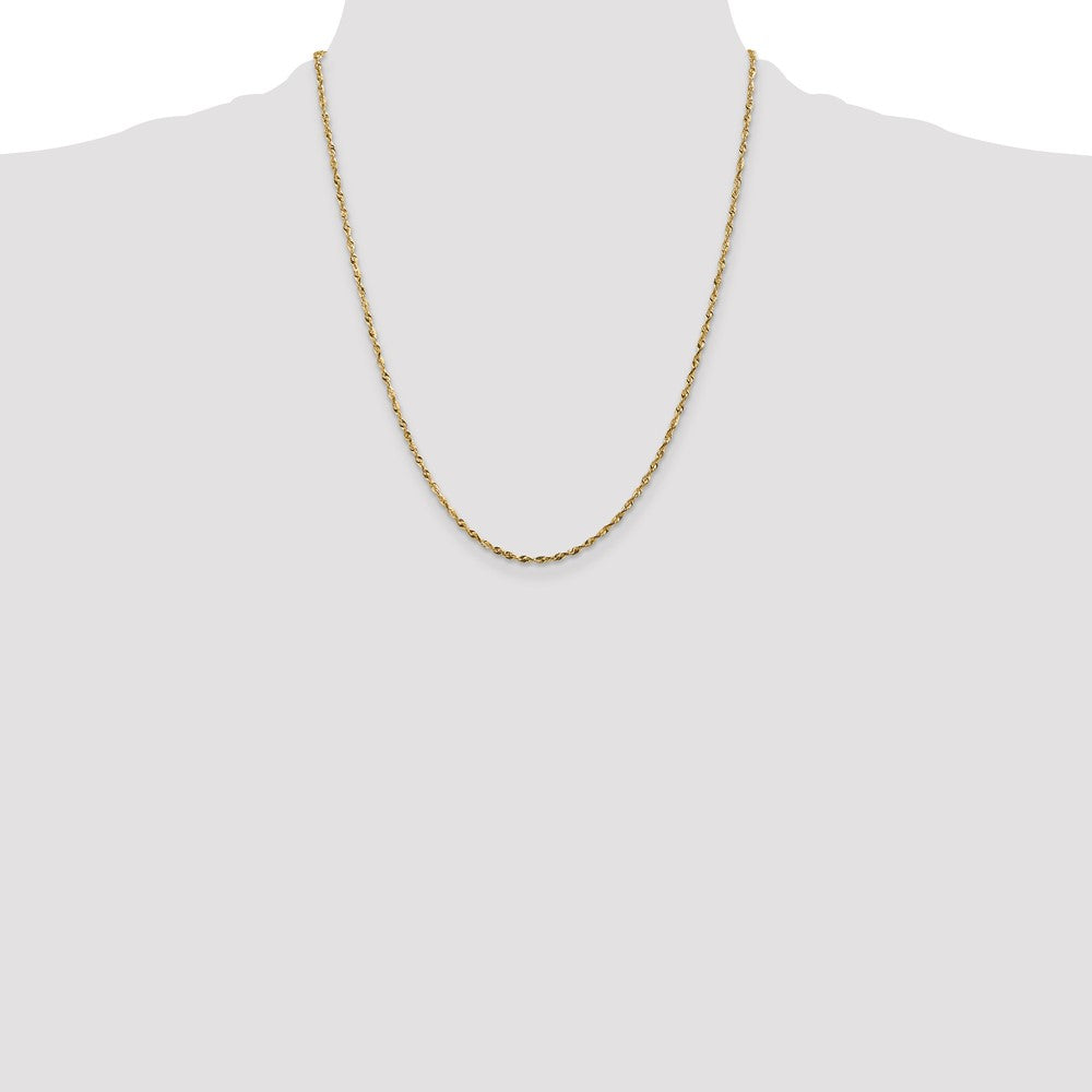 10K Yellow Gold 1.8mm Extra-Light Diamond-Cut Rope Chain Necklace 18"-30" - Product Photo