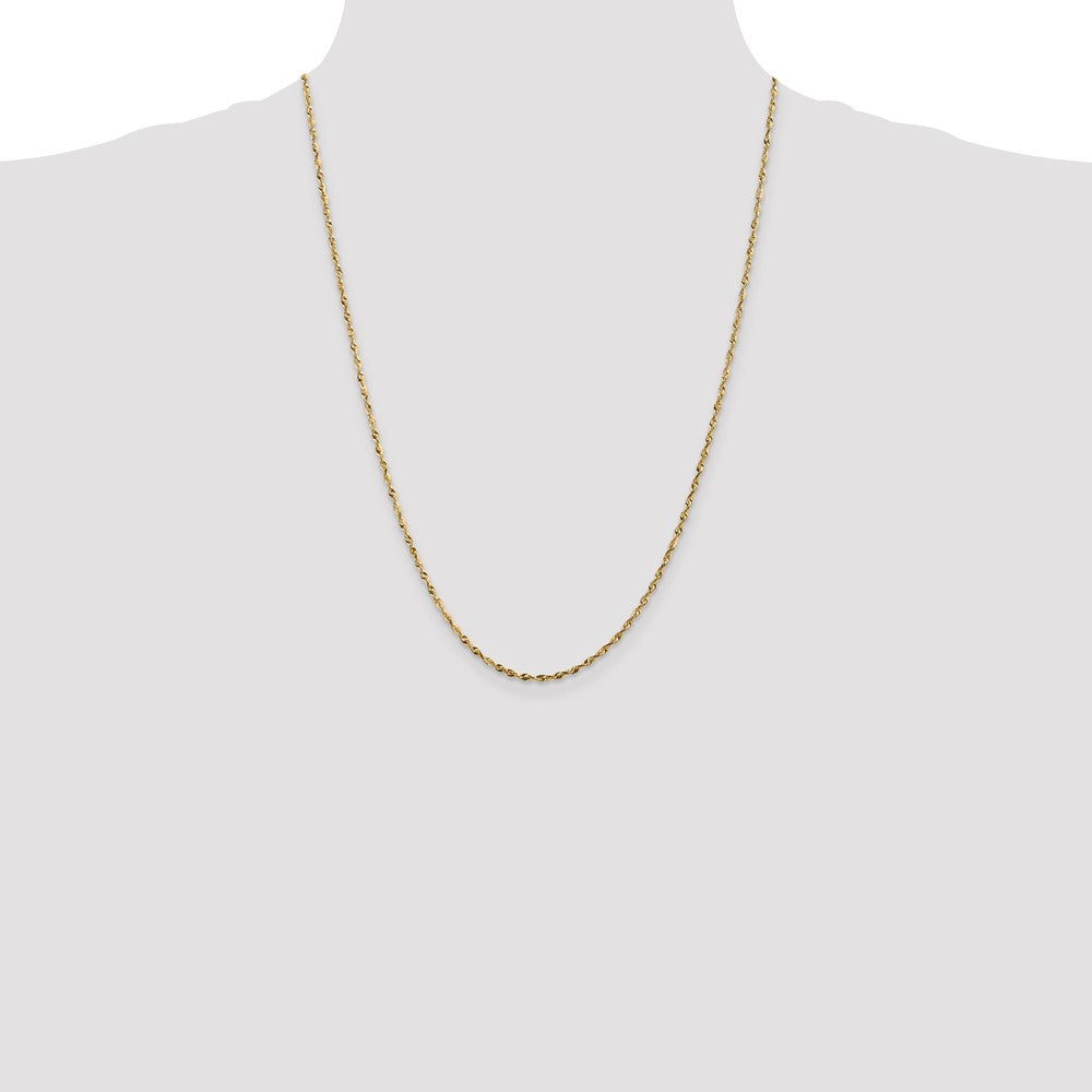 10K Yellow Gold 1.8mm Extra-Light Diamond-Cut Rope Chain Necklace 18"-30" - Product Photo