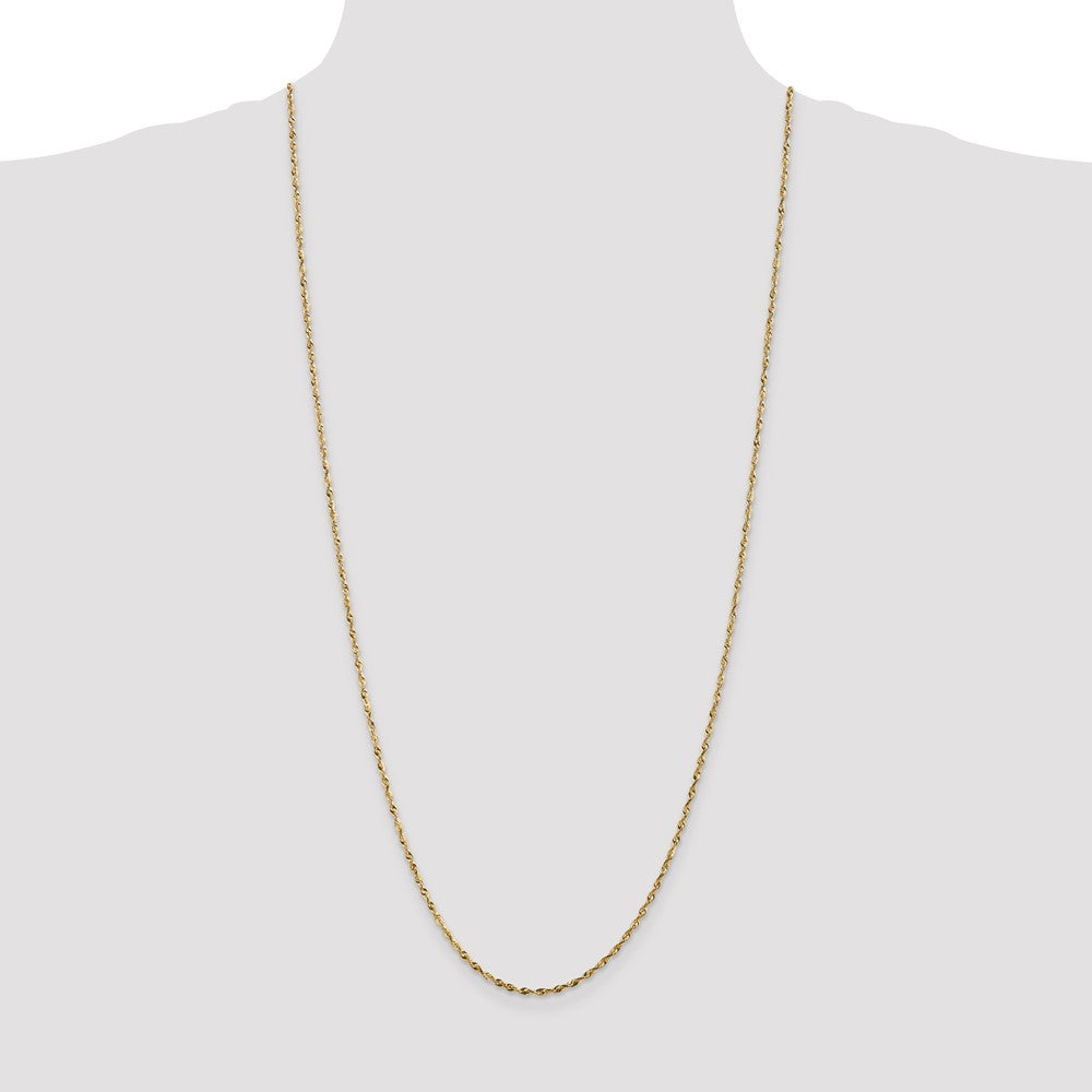 10K Yellow Gold 1.8mm Extra-Light Diamond-Cut Rope Chain Necklace 18"-30" - Product Photo