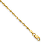 10K Yellow Gold 1.8mm Extra-Light Diamond-Cut Rope Chain Anklet Bracelet 6"-10" - Product Photo