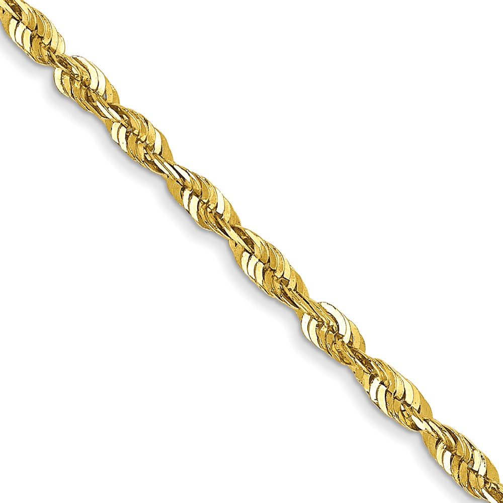 10K Yellow Gold 1.8mm Extra-Light Diamond-Cut Rope Chain Necklace 18"-30"