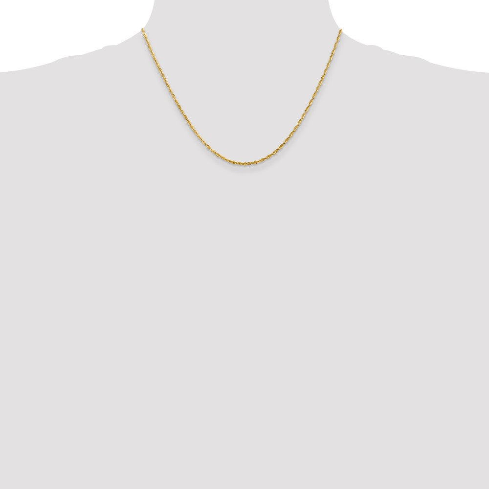 10K Yellow Gold 2.0mm Extra-Light Diamond-Cut Rope Chain Necklace 18"-30" - Product Photo