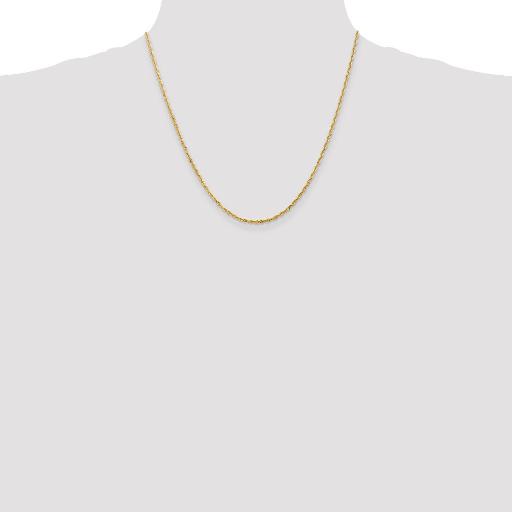 10K Yellow Gold 2.0mm Extra-Light Diamond-Cut Rope Chain Necklace 18"-30" - Product Photo