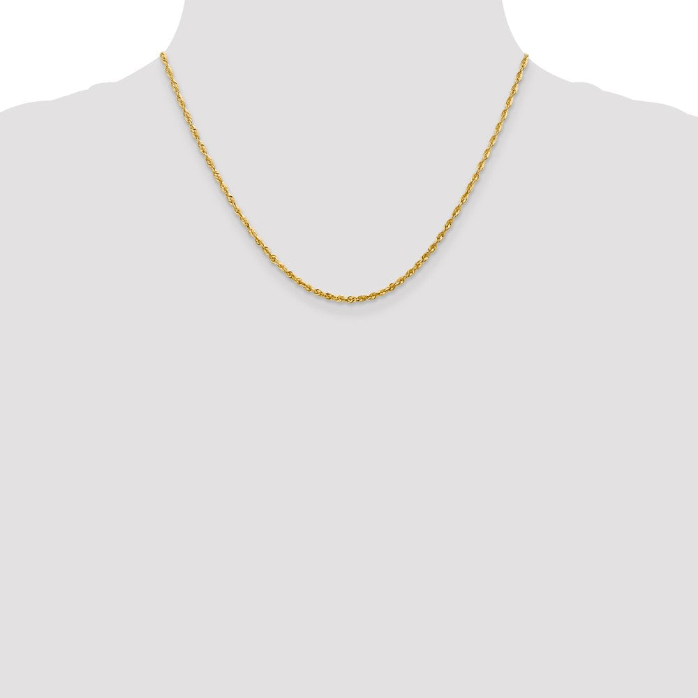 10K Yellow Gold 2.25mm Extra-Light Diamond-Cut Rope Chain Necklace 18"-24" - Product Photo