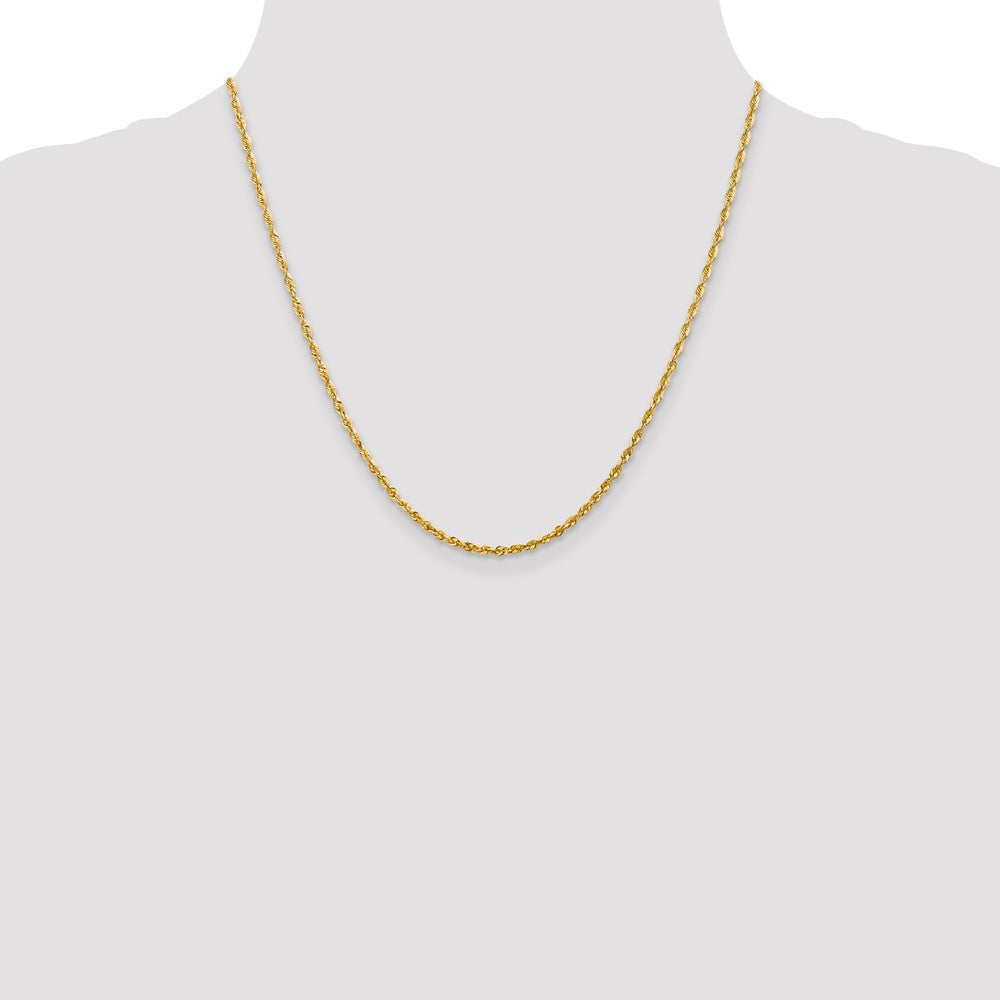 10K Yellow Gold 2.25mm Extra-Light Diamond-Cut Rope Chain Necklace 18"-24" - Product Photo