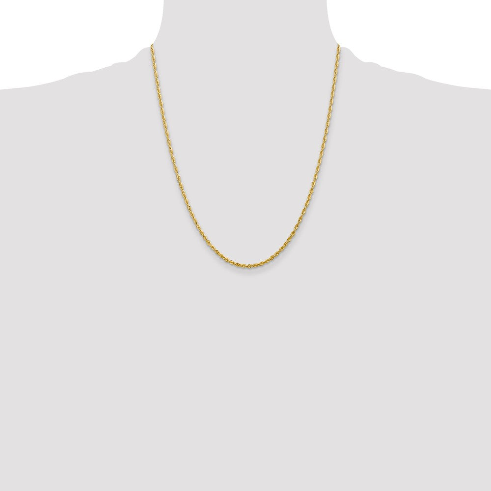 10K Yellow Gold 2.25mm Extra-Light Diamond-Cut Rope Chain Necklace 18"-24" - Product Photo