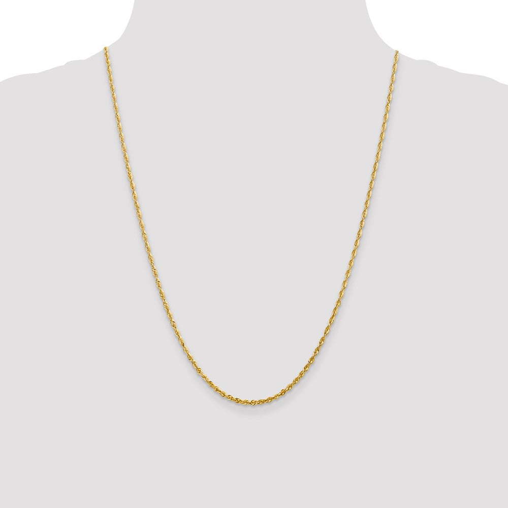 10K Yellow Gold 2.25mm Extra-Light Diamond-Cut Rope Chain Necklace 18"-24" - Product Photo
