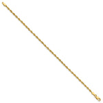 10K Yellow Gold 2.25mm Extra-Light Diamond-Cut Rope Chain Bracelet 7"-9" - Product Photo
