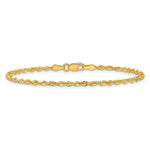 10K Yellow Gold 2.25mm Extra-Light Diamond-Cut Rope Chain Bracelet 7"-9" - Product Photo