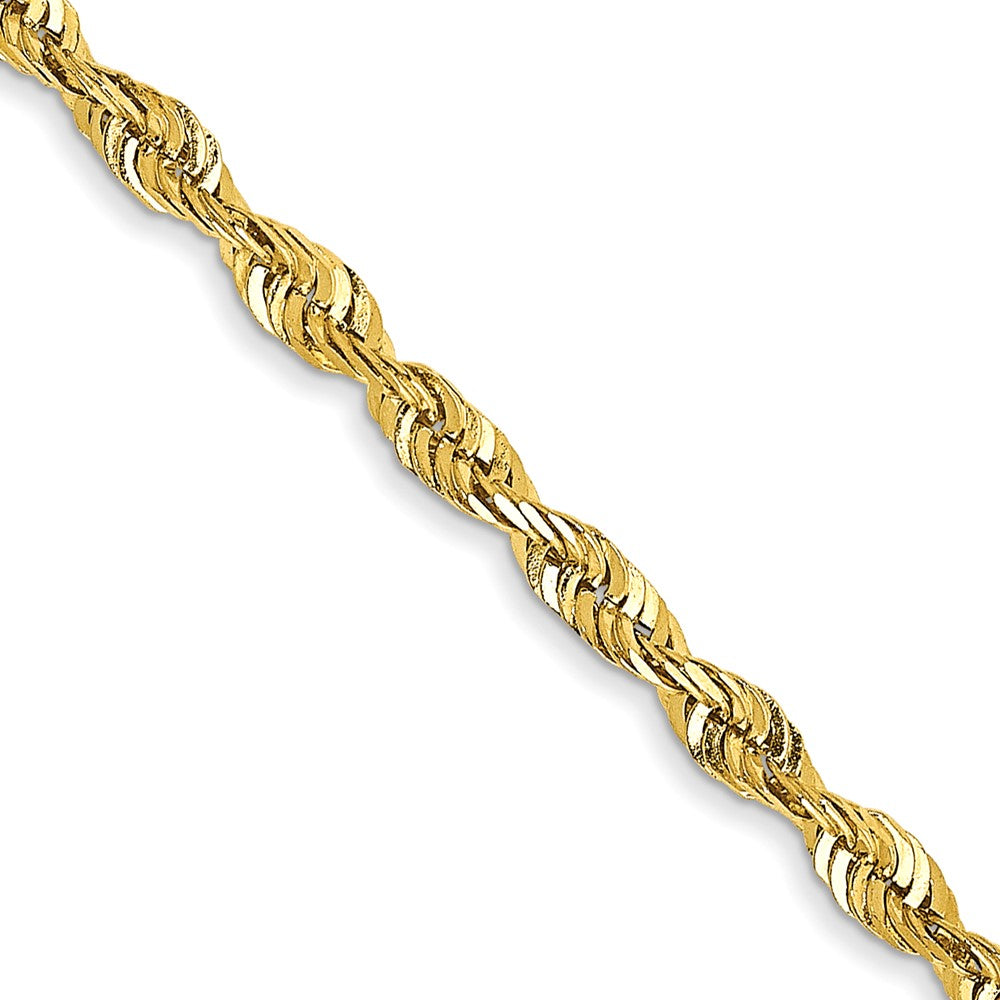 10K Yellow Gold 2.25mm Extra-Light Diamond-Cut Rope Chain Necklace 18"-24" - Product Photo