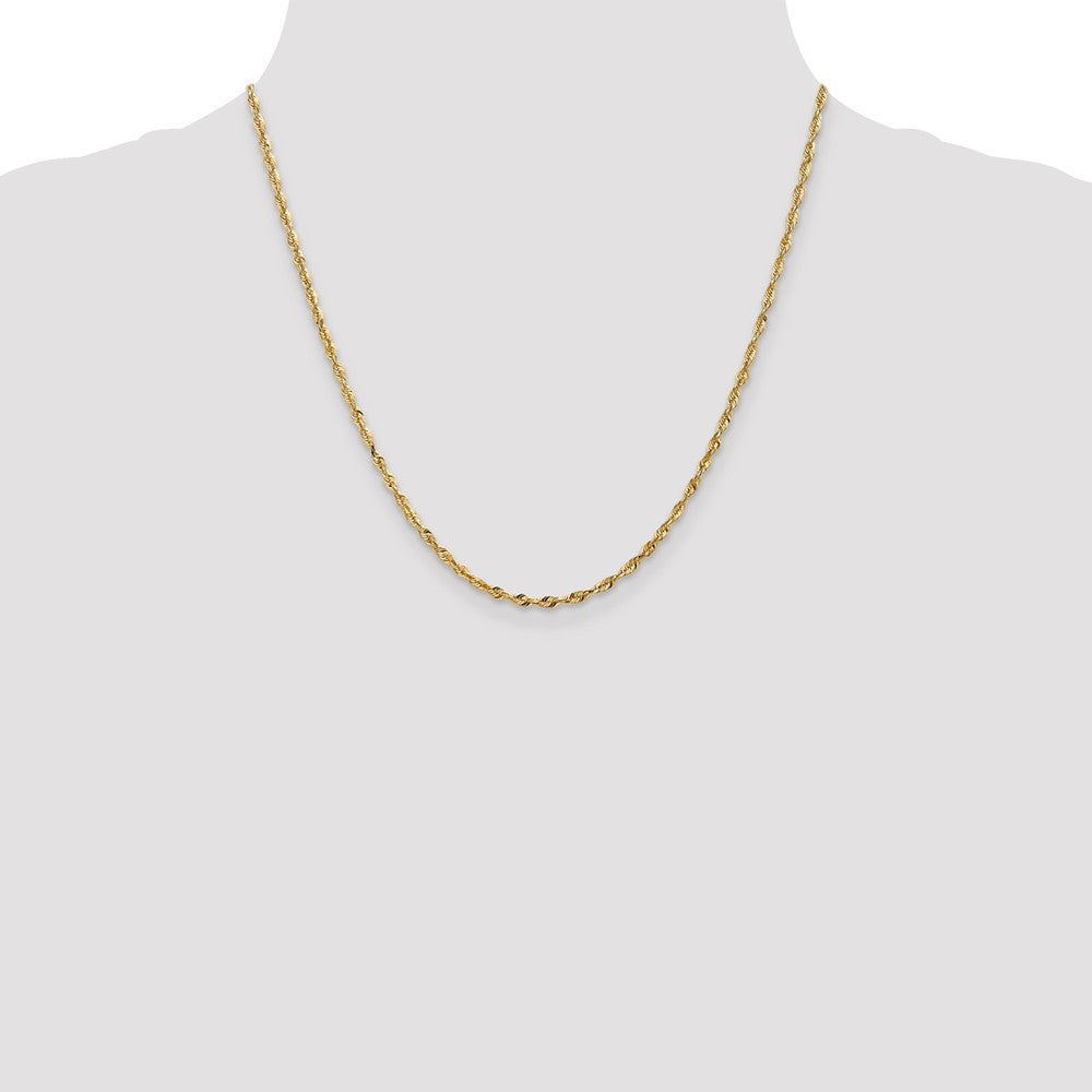 10K Yellow Gold 2.50mm Extra-Light Diamond Cut Rope Chain Necklace 20"-24" - Product Photo