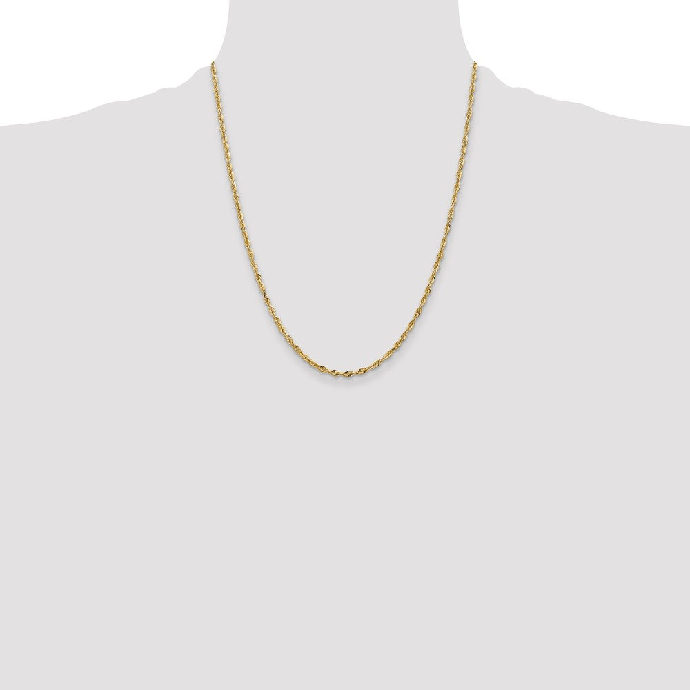 10K Yellow Gold 2.50mm Extra-Light Diamond Cut Rope Chain Necklace 20"-24" - Product Photo