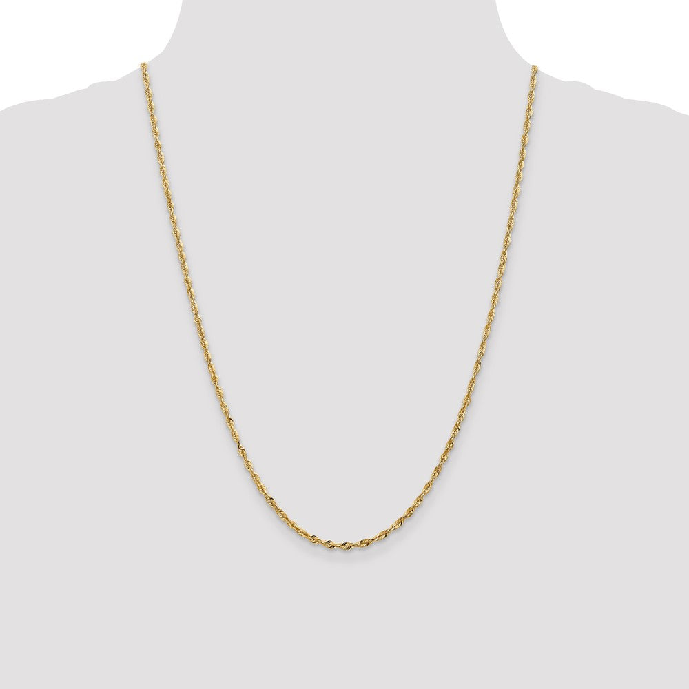 10K Yellow Gold 2.50mm Extra-Light Diamond Cut Rope Chain Necklace 20"-24" - Product Photo